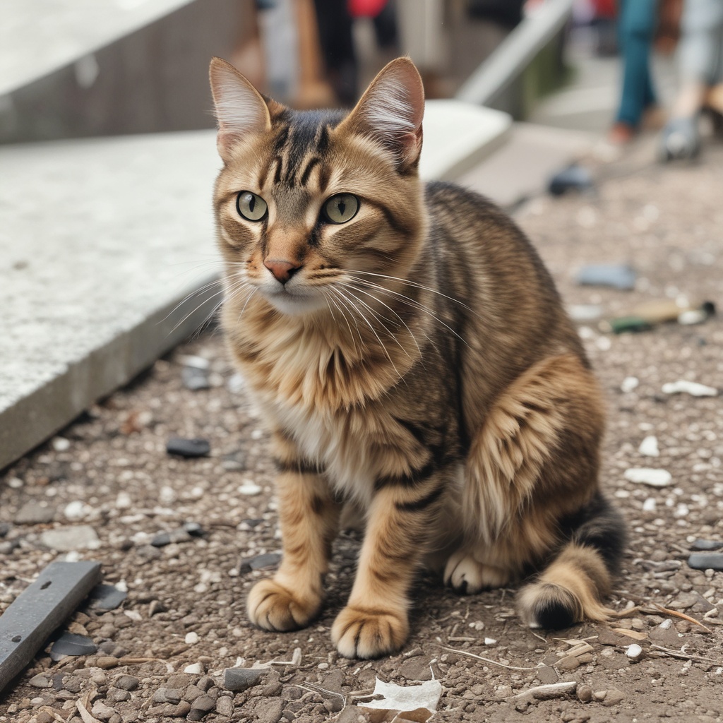 Cat after being helped